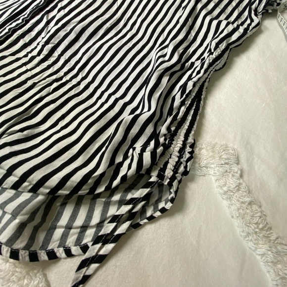 Dr2 Black and White Striped Button Down Blouse - Picture 2 of 7